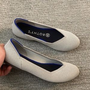 Rothy's Cream Flats with Blue Trim